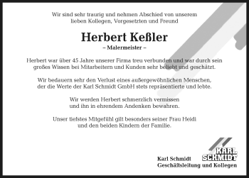 Traueranzeige von Herbert Keßler von Neustadt/ Scheinfeld/ Uffenheim