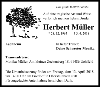 Traueranzeige von Herbert Müller von Neustadt/ Scheinfeld/ Uffenheim