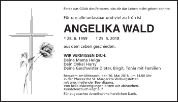 Traueranzeige von Angelika Wald von Dinkelsbühl/ Feuchtwangen