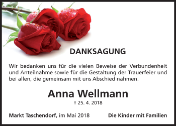 Traueranzeige von Anna Wellmann von Neustadt/ Scheinfeld/ Uffenheim