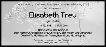 Traueranzeige von Elisabeth Treu von Dinkelsbühl/ Feuchtwangen