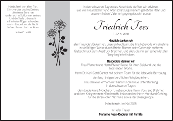 Traueranzeige von Friedrich Fees von Dinkelsbühl/ Feuchtwangen