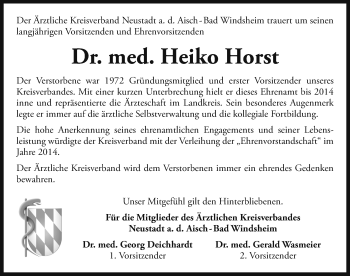 Traueranzeige von Heiko Horst von Neustadt/ Scheinfeld/ Uffenheim