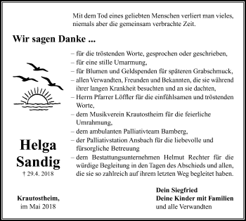 Traueranzeige von Helga Sandig von Neustadt/ Scheinfeld/ Uffenheim