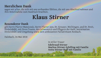 Traueranzeige von Klaus Stirner von Dinkelsbühl/ Feuchtwangen