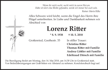 Traueranzeige von Lorenz Ritter von Dinkelsbuhl/ Feuchtwangen