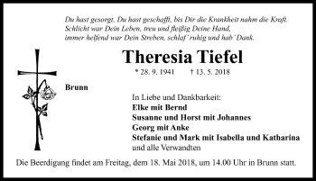 Traueranzeige von Theresia Tiefel von Neustadt/ Scheinfeld/ Uffenheim