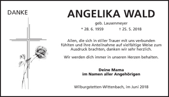 Traueranzeige von Angelika Wald von Dinkelsbühl/ Feuchtwangen