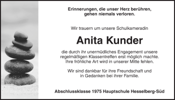 Traueranzeige von Anita Kunder von Dinkelsbuhl/ Feuchtwangen