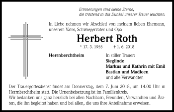 Traueranzeige von Herbert Roth von Neustadt/ Scheinfeld/ Uffenheim