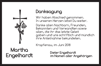 Traueranzeige von Martha Engelhardt von Dinkelsbühl/ Feuchtwangen