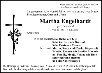 Traueranzeige von Martha Engelhardt von Dinkelsbühl/ Feuchtwangen