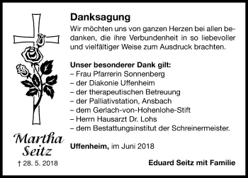 Traueranzeige von Martha Seitz von Neustadt/ Scheinfeld/ Uffenheim