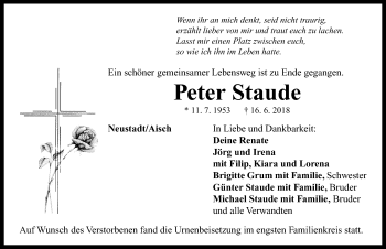 Traueranzeige von Peter Staude von Neustadt/ Scheinfeld/ Uffenheim