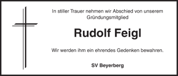 Traueranzeige von Rudolf Feigl von Dinkelsbühl/ Feuchtwangen