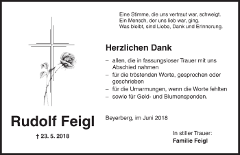 Traueranzeige von Rudolf Feigl von Dinkelsbuhl/ Feuchtwangen