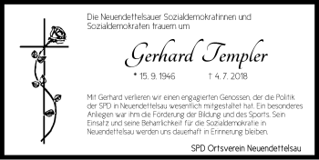 Traueranzeige von Gerhard Templer von Ansbach