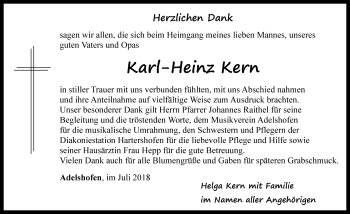 Traueranzeige von Karl-Heinz Kern von Rothenburg