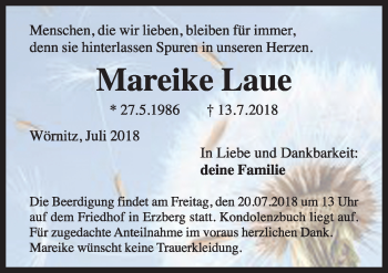 Traueranzeige von Mareike Laue von Rothenburg