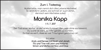 Traueranzeige von Monika Kapp von Ansbach