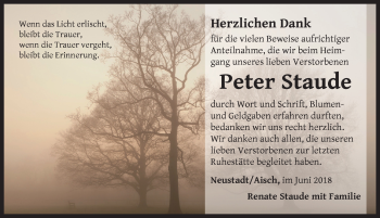 Traueranzeige von Peter Staude von Neustadt/ Scheinfeld/ Uffenheim